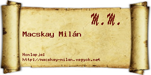 Macskay Milán névjegykártya
